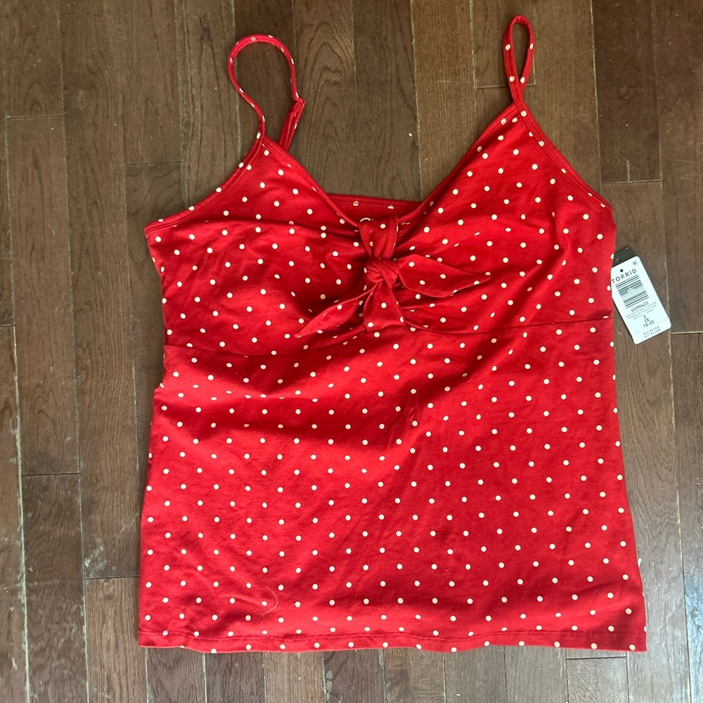 NWT Torrid Red Polka Dot Retro Chic Foxy Tie-Front Cami Size 2X - Picture 3 of 6
